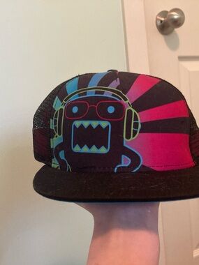 Domo scene Graphic Monster Trucker Hat with Neon Accents